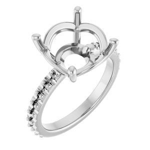 14K White Gold 12 mm Round Ring Mounting – image 2