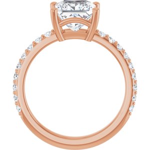 10K Rose Gold 7 mm Square Ring Mounting – image 3