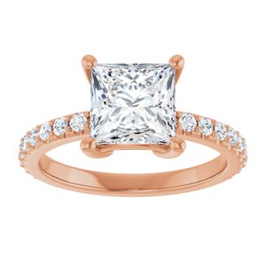 14K Rose Gold 7 mm Square Ring Mounting – image 5