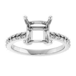 10K White Gold 7 mm Square Ring Mounting – image 6