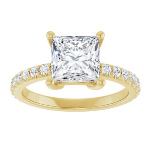 14K Yellow Gold 7 mm Square Ring Mounting – image 5
