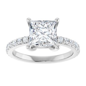 14K X1 White Gold 7 mm Square Ring Mounting – image 5