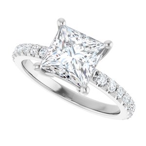 10K White Gold 7 mm Square Ring Mounting – image 8