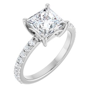 14K X1 White Gold 7 mm Square Ring Mounting