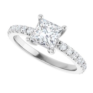 10K White Gold 5.5 mm Square Ring Mounting – image 8