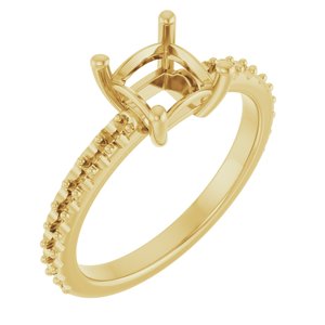 14K Yellow Gold 5.5 mm Square Ring Mounting – image 2