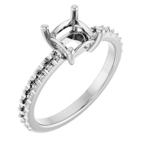 14K White Gold 5.5 mm Square Ring Mounting – image 2