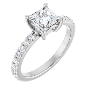 14K X1 White Gold 5.5 mm Square Ring Mounting