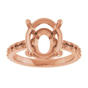 10K Rose Gold 12x10 mm Oval Ring Mounting – image 6