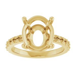14K Yellow Gold 12x10 mm Oval Ring Mounting – image 6