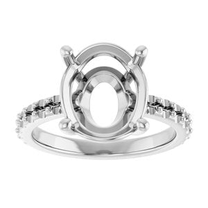 14K X1 White Gold 12x10 mm Oval Ring Mounting – image 6