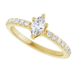 18K Yellow Gold 6x3.5 mm Marquise Ring Mounting – image 8