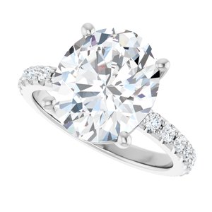 10K White Gold 12x10 mm Oval Ring Mounting – image 8