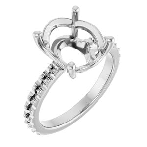 18K White Gold 12x10 mm Oval Ring Mounting – image 2