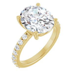 14K Yellow Gold 12x10 mm Oval Ring Mounting