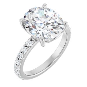 14K X1 White Gold 12x10 mm Oval Ring Mounting