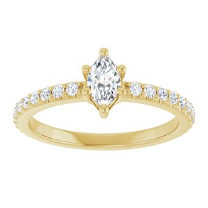10K Yellow Gold 6x3.5 mm Marquise Ring Mounting – image 5