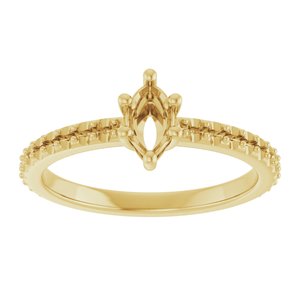 18K Yellow Gold 6x3.5 mm Marquise Ring Mounting – image 6
