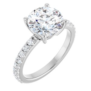14K White Gold 8.8 mm Round Ring Mounting