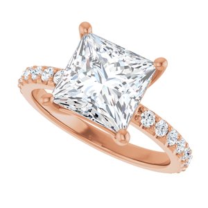 10K Rose Gold 8 mm Square Ring Mounting – image 8
