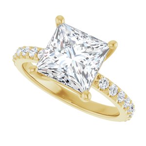 10K Yellow Gold 8 mm Square Ring Mounting – image 8