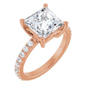 10K Rose Gold 8 mm Square Ring Mounting