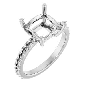 10K White Gold 8 mm Square Ring Mounting – image 2