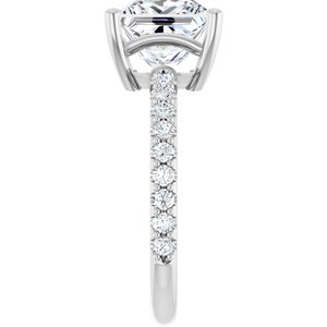 14K White Gold 8 mm Square Ring Mounting – image 7