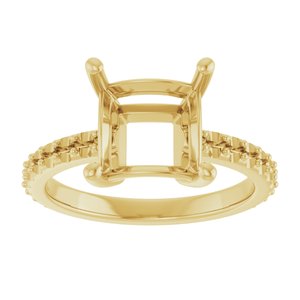 18K Yellow Gold 8 mm Square Ring Mounting – image 6