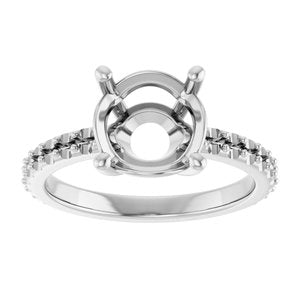 14K White Gold 9 mm Round Ring Mounting – image 6