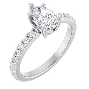 14K White Gold 8x5 mm Pear Ring Mounting