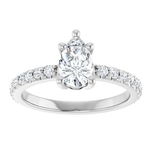 14K X1 White Gold 8x5 mm Pear Ring Mounting – image 5