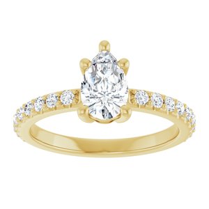 18K Yellow Gold 8x5 mm Pear Ring Mounting – image 5