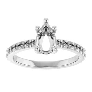 10K White Gold 8x5 mm Pear Ring Mounting – image 6