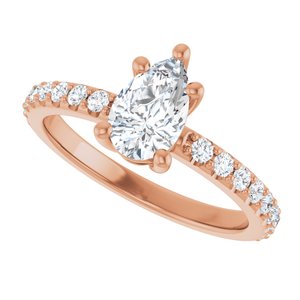 10K Rose Gold 8x5 mm Pear Ring Mounting – image 8