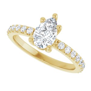 14K Yellow Gold 8x5 mm Pear Ring Mounting – image 8