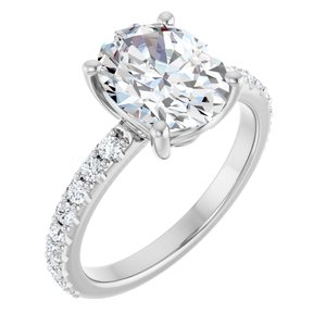 14K X1 White Gold 10x8 mm Oval Ring Mounting