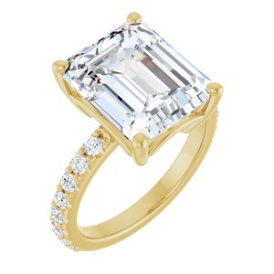 10K Yellow Gold 12x10 mm Emerald Ring Mounting