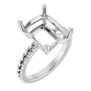 10K White Gold 12x10 mm Emerald Ring Mounting – image 2