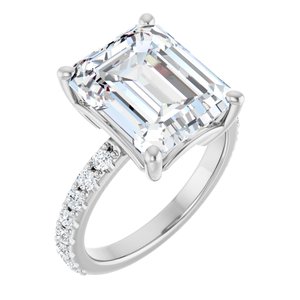Sterling Silver 12x10 mm Emerald Ring Mounting