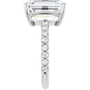 14K X1 White Gold 12x10 mm Emerald Ring Mounting – image 7