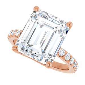 18K Rose Gold 12x10 mm Emerald Ring Mounting – image 8