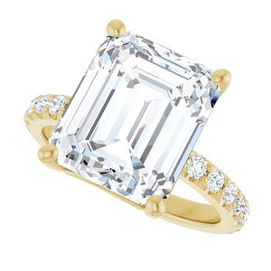 10K Yellow Gold 12x10 mm Emerald Ring Mounting – image 8