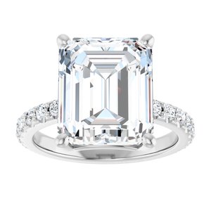 14K White Gold 12x10 mm Emerald Ring Mounting – image 5