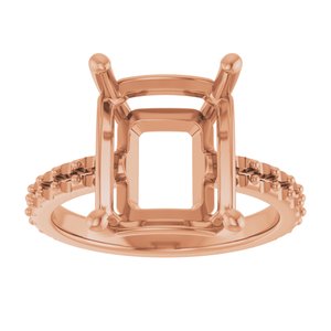 18K Rose Gold 12x10 mm Emerald Ring Mounting – image 6