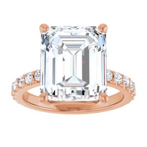 10K Rose Gold 12x10 mm Emerald Ring Mounting – image 5