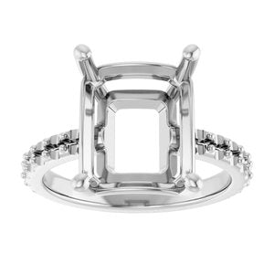14K X1 White Gold 12x10 mm Emerald Ring Mounting – image 6