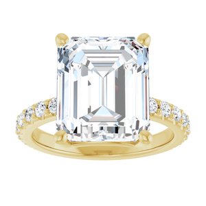 10K Yellow Gold 12x10 mm Emerald Ring Mounting – image 5