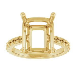 14K Yellow Gold 12x10 mm Emerald Ring Mounting – image 6