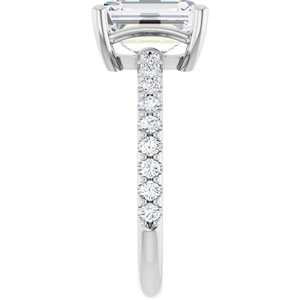 Platinum 9x7 mm Emerald Ring Mounting – image 7